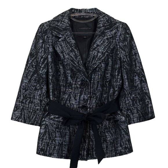 Classiques Entier Atelier Tweed Belted Buttoned Blazer Jacket Black Gray Size XS - Picture 1 of 10
